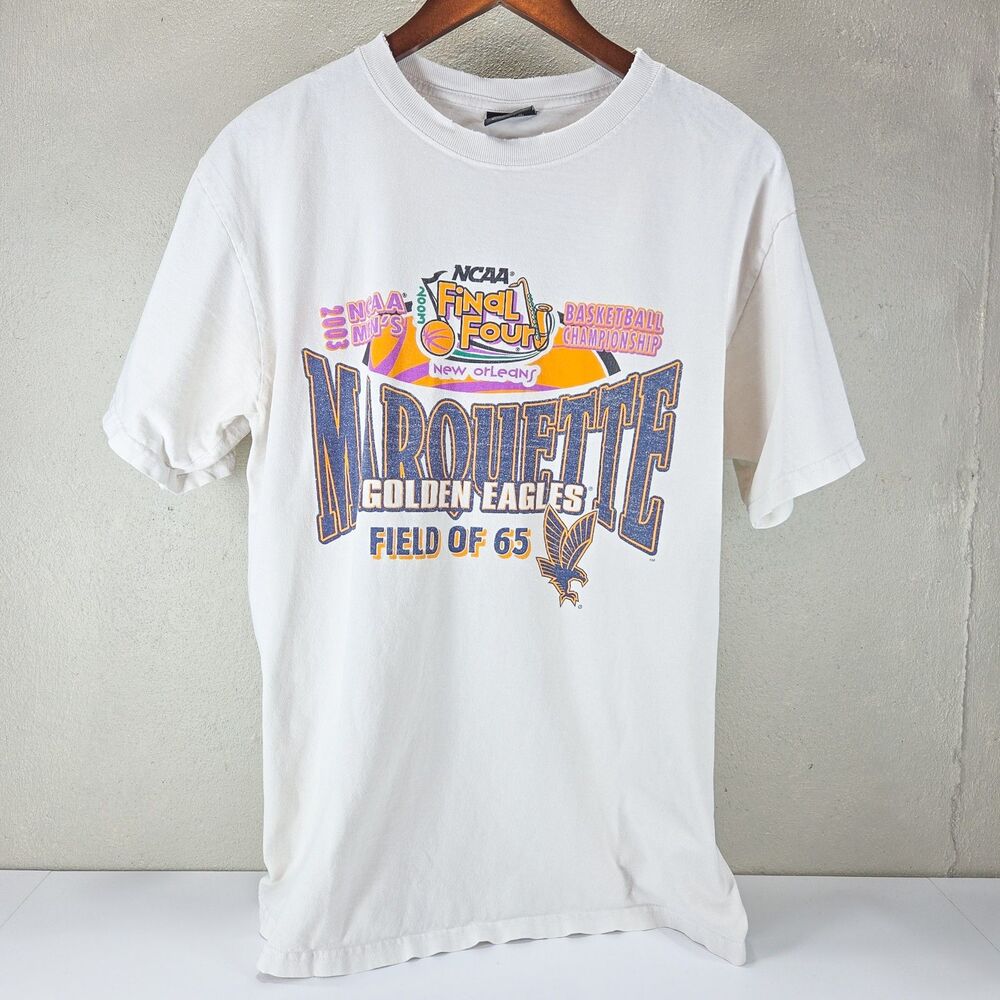 Vintage 2003 Marquette Golden Eagles Final Four NCAA Y2K Tee Sz L